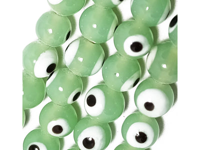 Green Spherical Evil Eye Glass Beads
