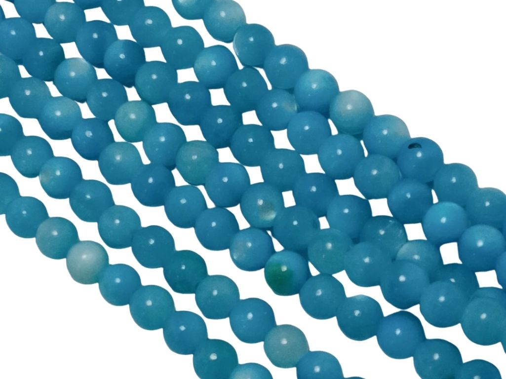 Sky Blue Spherical Glossy Mother of Pearl Beads