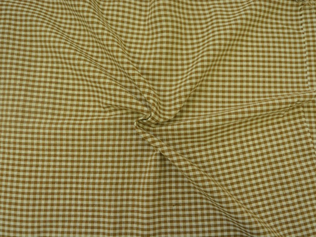 Brown Checks Yarns Dyed Pure Cotton Fabric