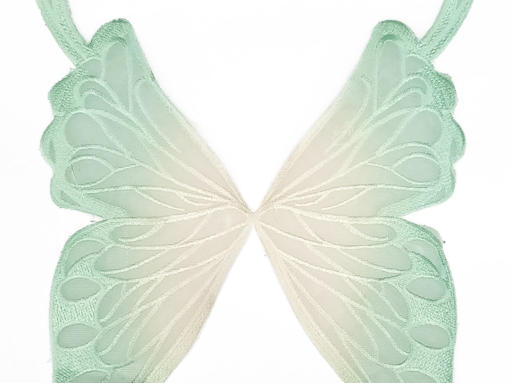 Mint Green & Cream Dual Shade Butterfly Threaded Motifis