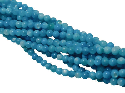 Sky Blue Spherical Glossy Mother of Pearl Beads