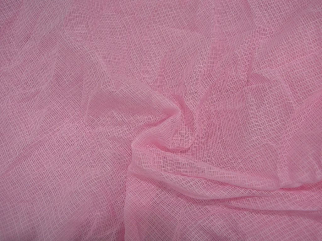 Light Pink Check Kota Doria Pure Cotton Fabric