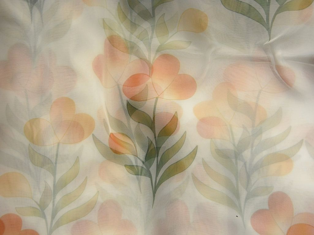 White Floral Digital Printed Liquid Organza Fabric
