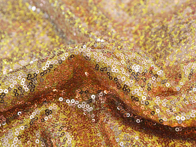 Golden Glitter Sequins Embroidered Net Fabric