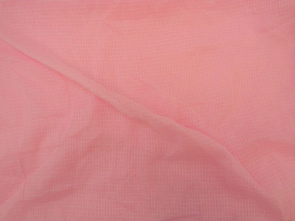 Light Pink Check Kota Doria Pure Cotton Fabric