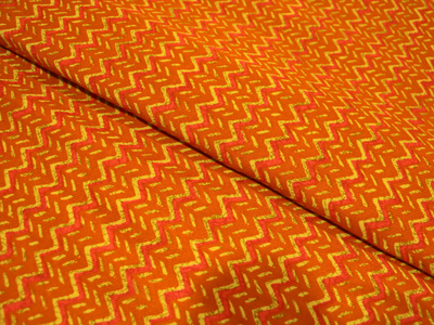 Orange Zigzag Printed Semi Pashimna Woolen Fabric