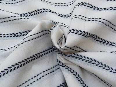 White & Black Strips Pattern Pure Cotton Jacquard Fabric
