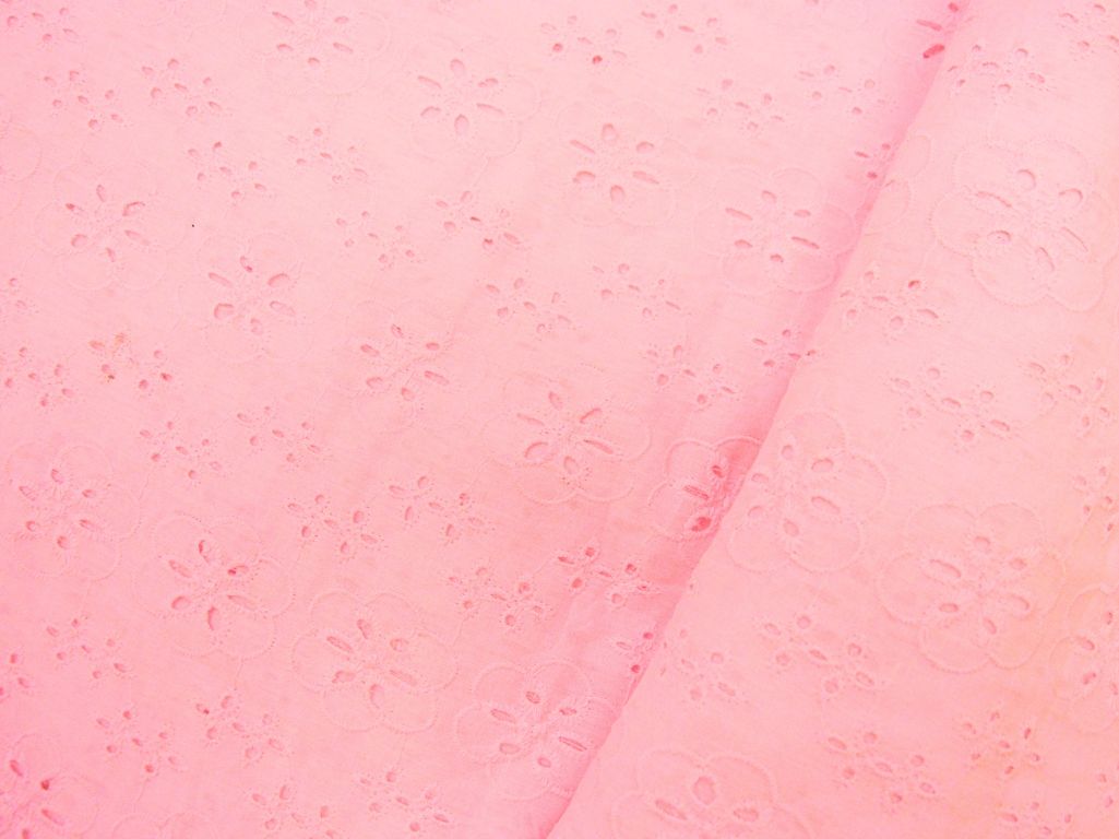 Light Pink Cotton Hakoba Embroidered Fabric