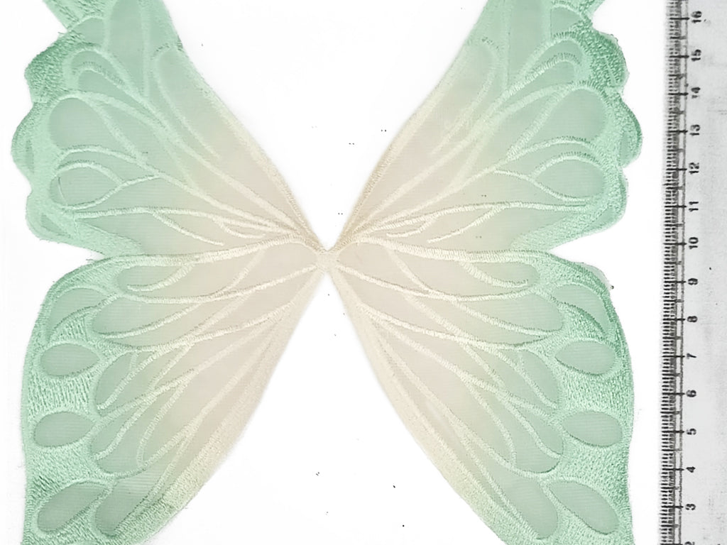 Mint Green & Cream Dual Shade Butterfly Threaded Motifis