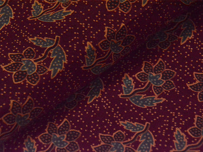 Deep Red Handblocked Pure Cotton Fabric