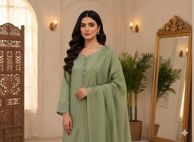 Olive Geen Plain Malai Satin Fabric