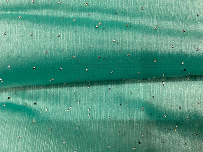 Turquoise Green Dual Shade Burberry Stone Polyester Silk Fabric