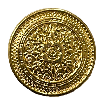 Pure Golden Color Eye Catchy Floral 1 Hole Round Metal Buttons