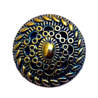 Blue & Golden Round Shaped 1 Hole Round Metal Buttons