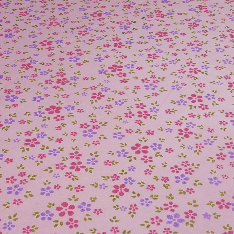 Pink & Violet Floral Dyed Printed Pure Cotton Fabric