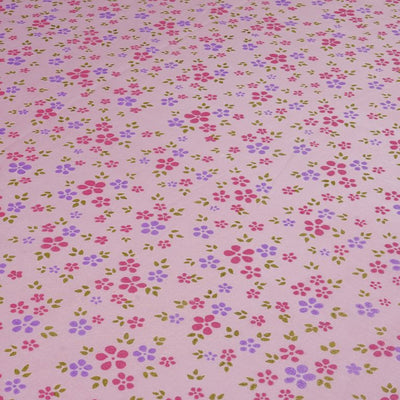 Pink & Violet Floral Dyed Printed Pure Cotton Fabric