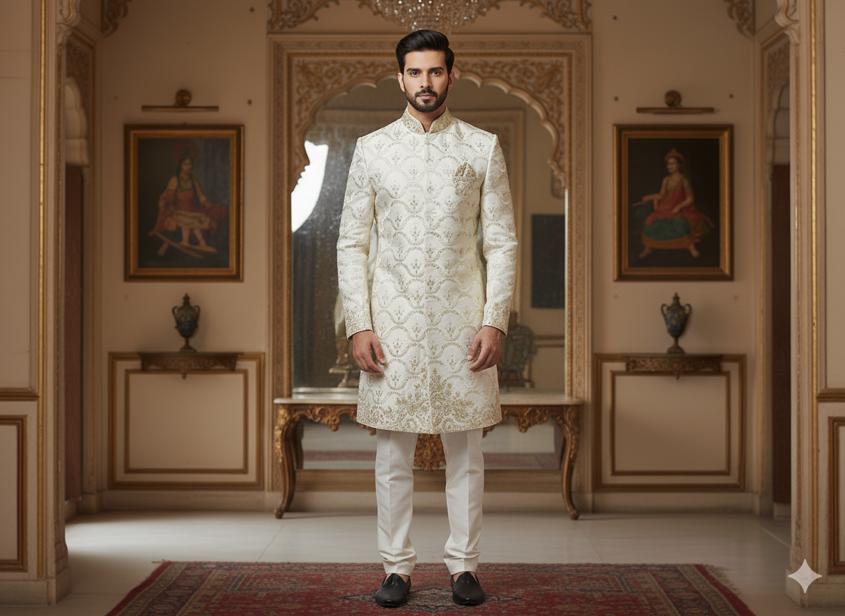 सफेद धातुई सेक्विन कढ़ाई मलाई साटन कपड़ा