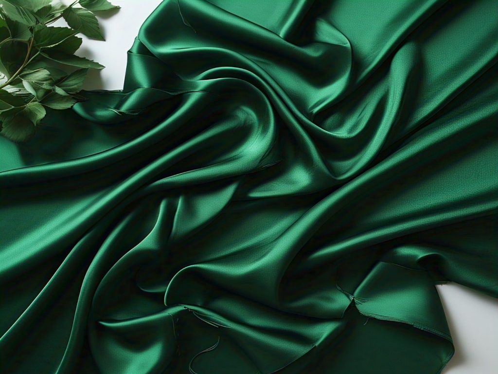 Emerald Green Plain Blooming Satin Fabric