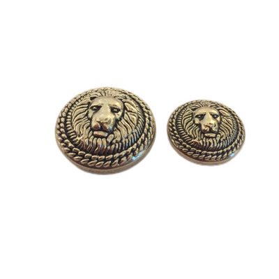 Silver Color Fearless Lion Face Shaped 1 Hole Round Metal Buttons