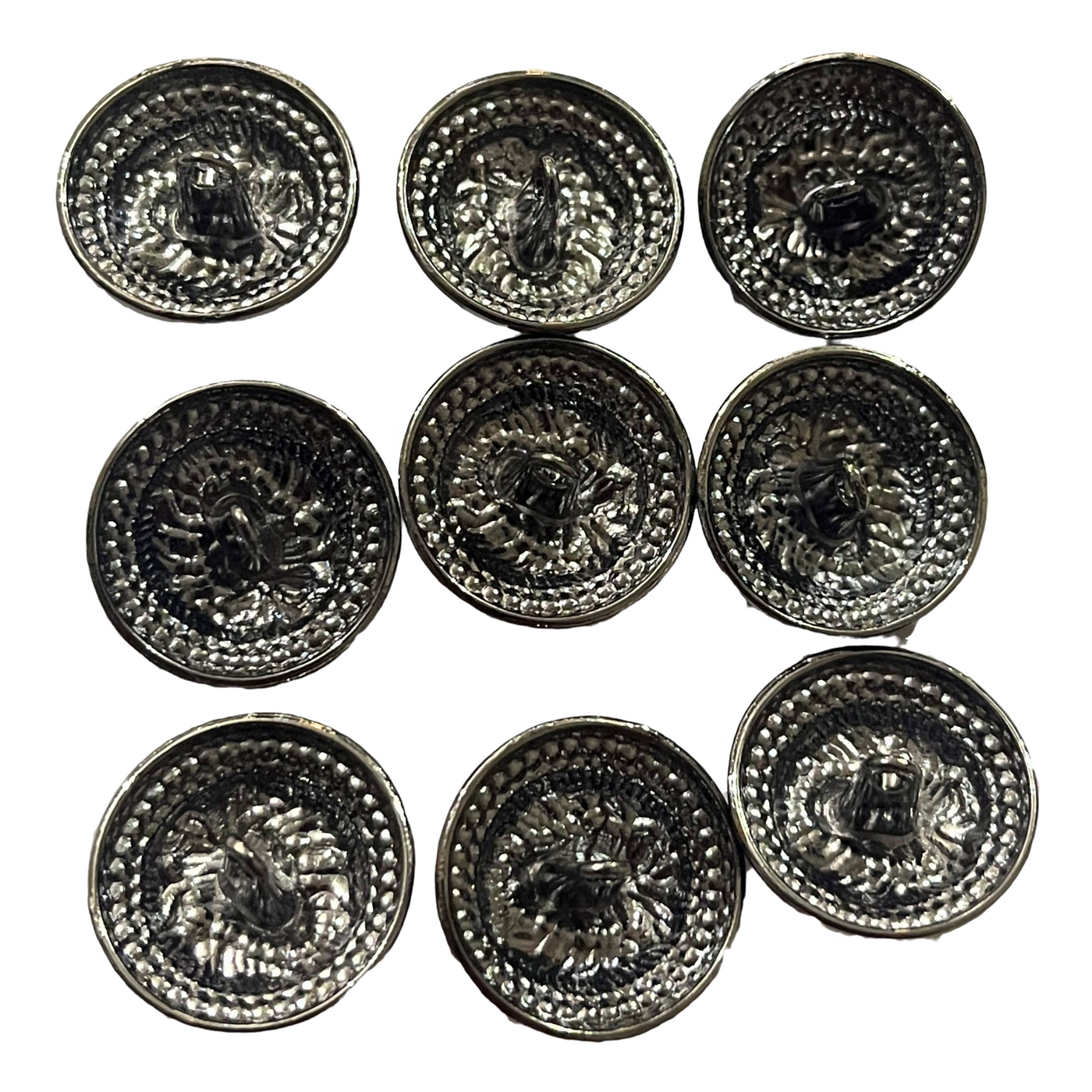 Gray Color Lion Face Shape 1 Hole Designer Round Metal Buttons