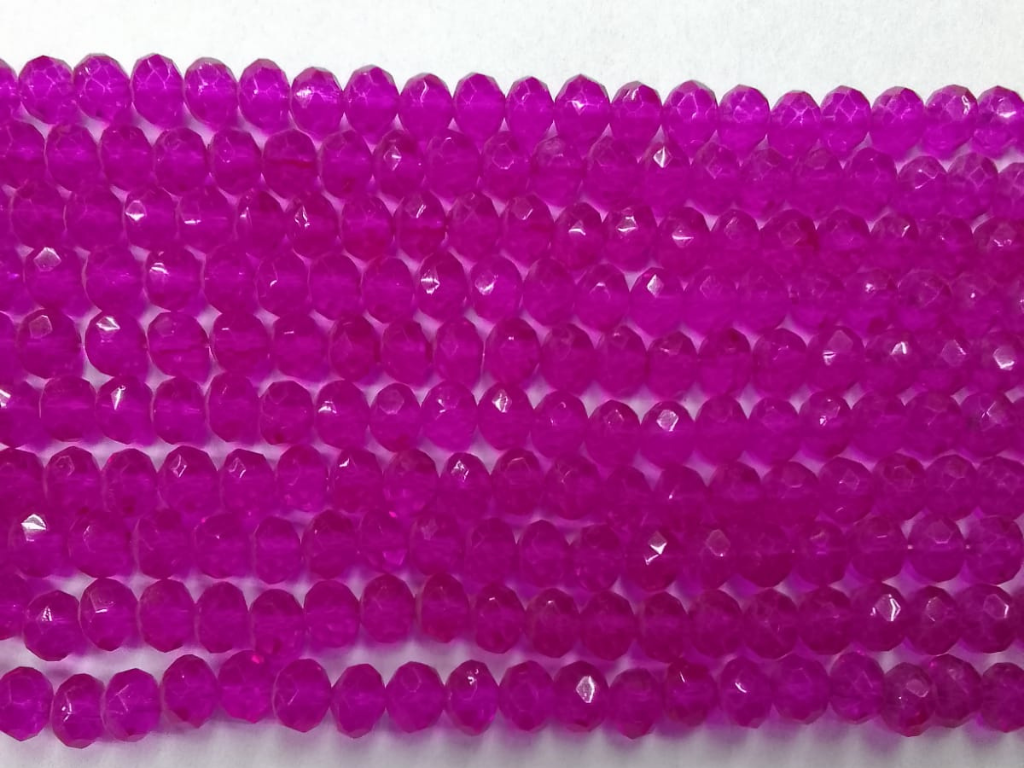 Magenta Pink Tyre Crystal Glass Beads (Wholesale