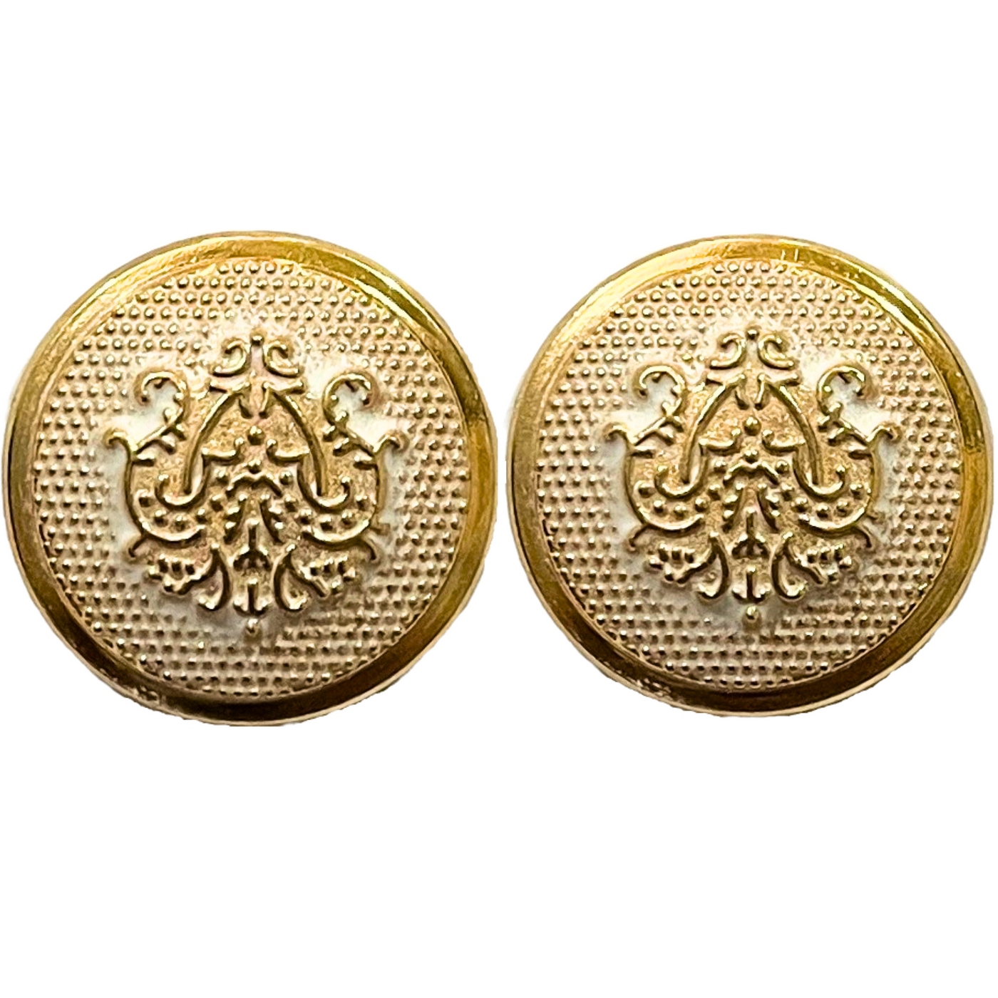 White & Golden King & Queen Singhasan Designer Round 1 Hole Metal Buttons