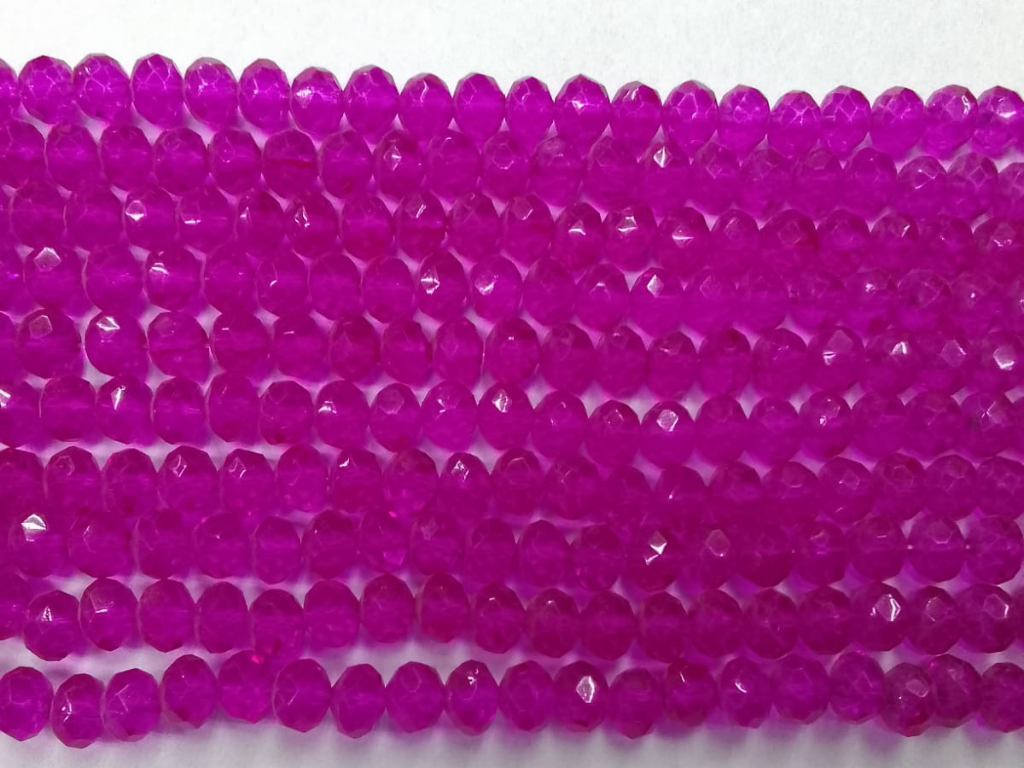 Magenta Pink Tyre Crystal Glass Beads