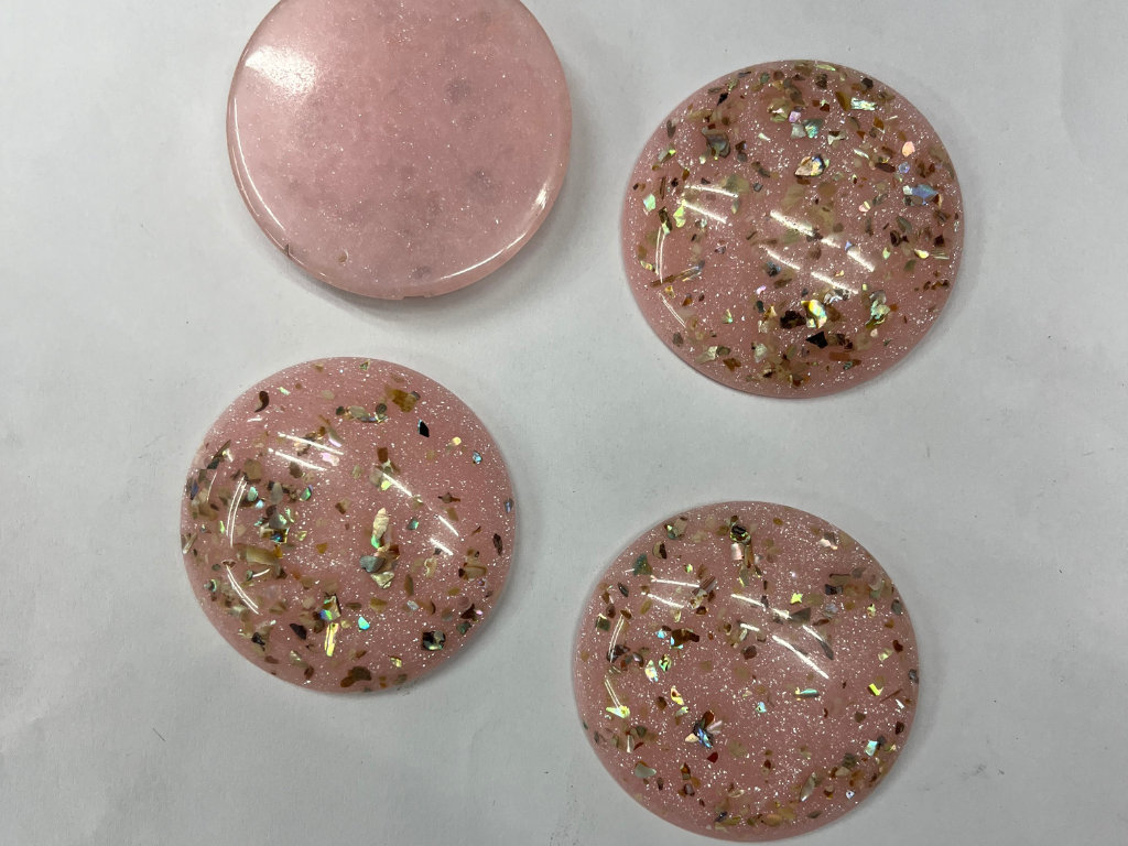 Pink Circular Plastic Stones With Hole