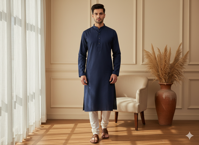 Navy Blue Plain 100% Pure Mul Mul Cotton