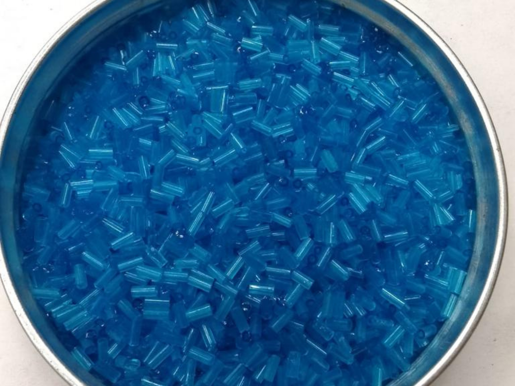 Blue Transparent Pipe Seed Glass Beads- 4.5 mm