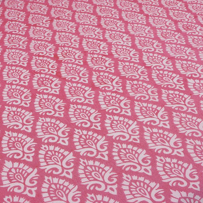 Pink Motifs Dyed Printed Pure Cotton Fabric