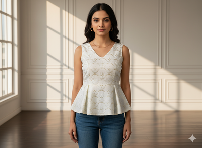 सफेद धातुई सेक्विन कढ़ाई मलाई साटन कपड़ा