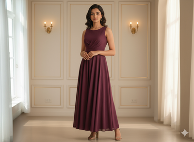 प्रीकट वाइन प्लेन क्रश्ड जॉर्जेट फ़ैब्रिक