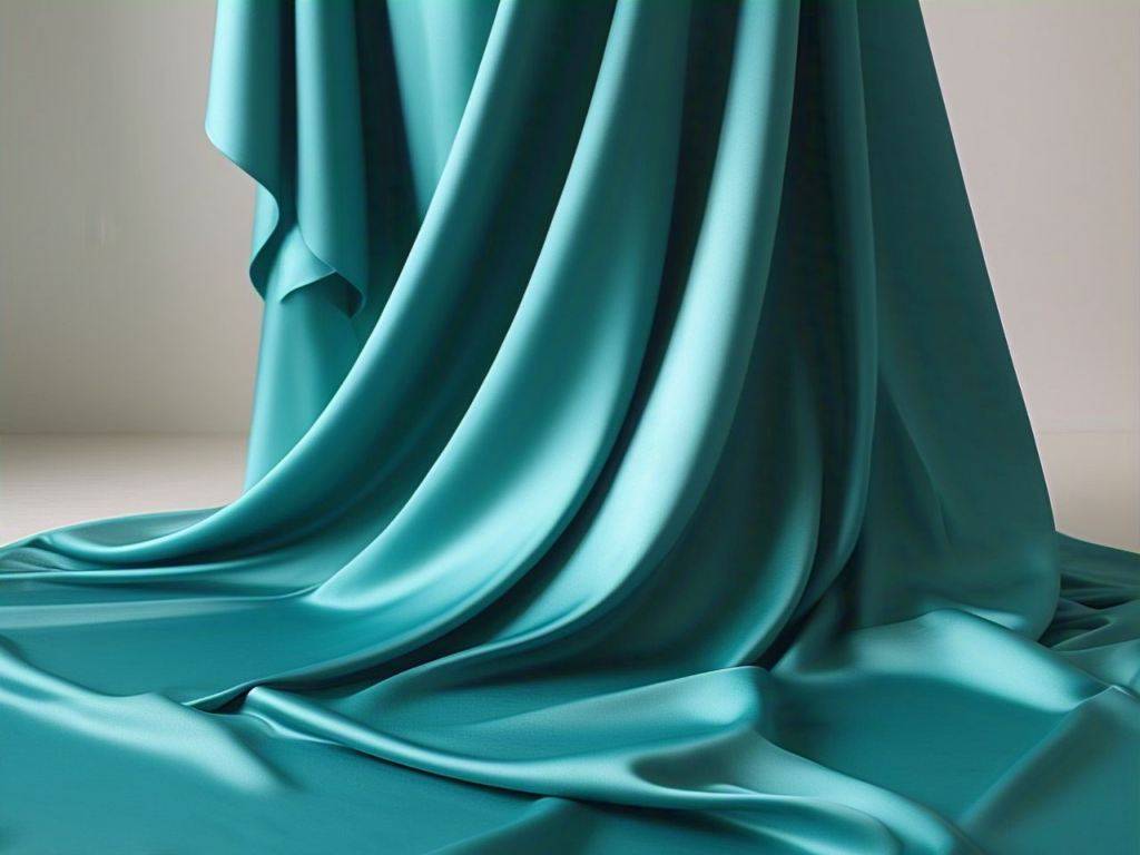 Blooming Turquoise Plain Satin Fabric