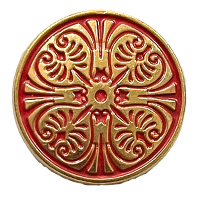 Matte Gold & Red Color Engraved Designer 1 Hole Metal Buttons