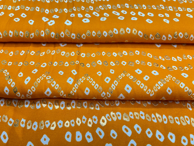 Classical Orange Bandhani Print Pure Cotton Fabric