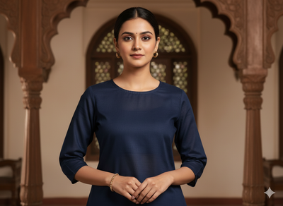 Navy Blue Plain 100% Pure Mul Mul Cotton