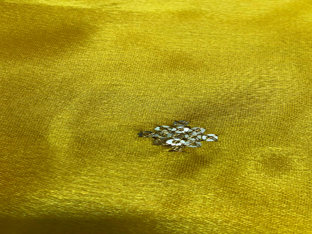 Vibrant Yellow Daman With Zari & Sequins Work Silk Fabric
