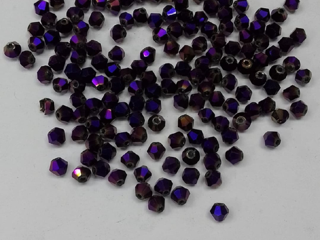 Purple Rainbow New Cut Crystal Glass Beads- 4 mm