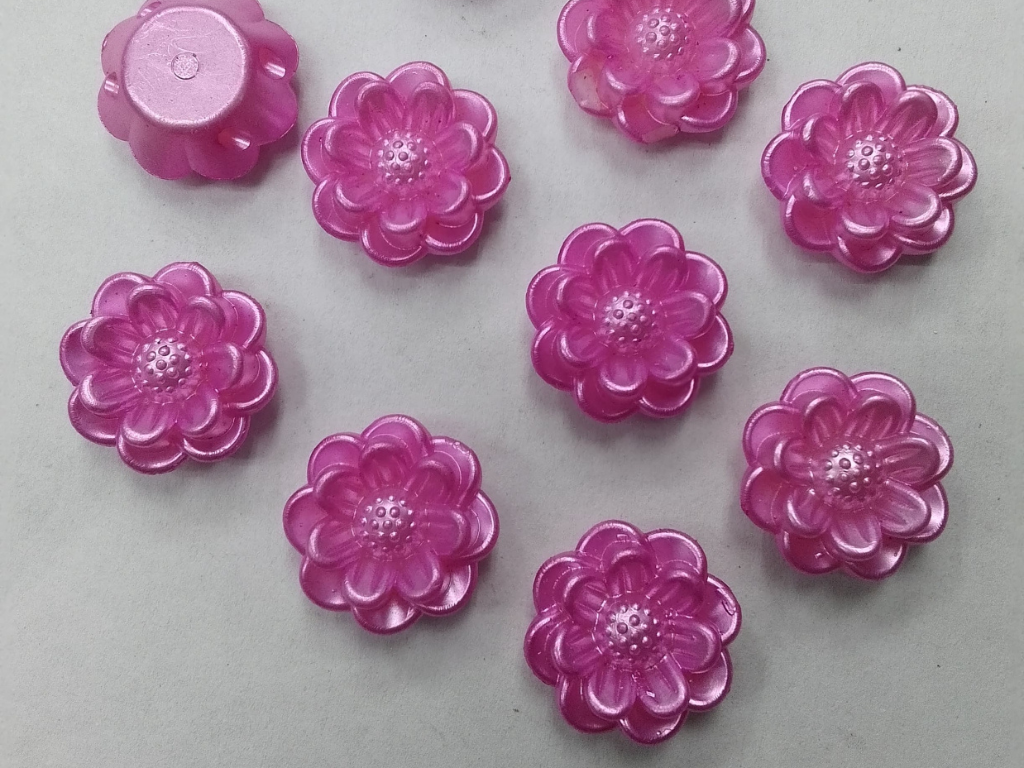 Pink Flower Plastic Beads- 17 mm