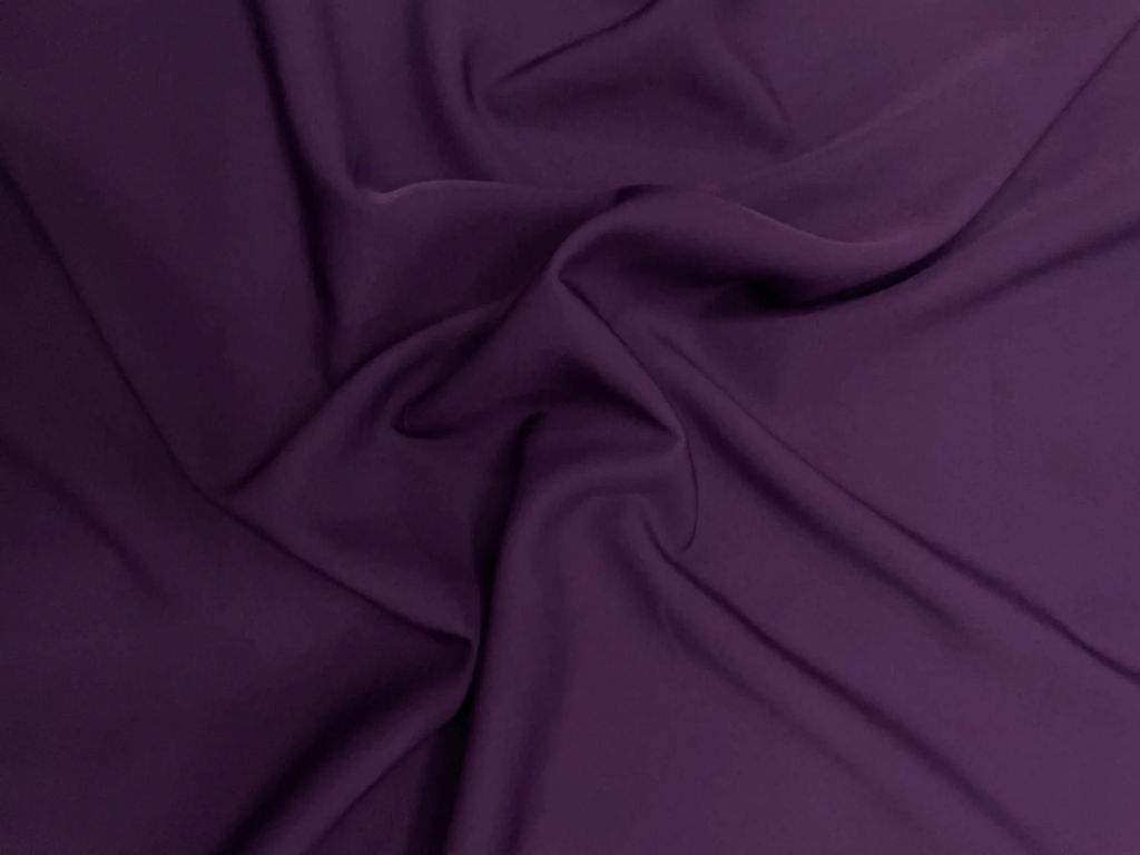 Aubergine Tokiyo Plain Crepe Fabric