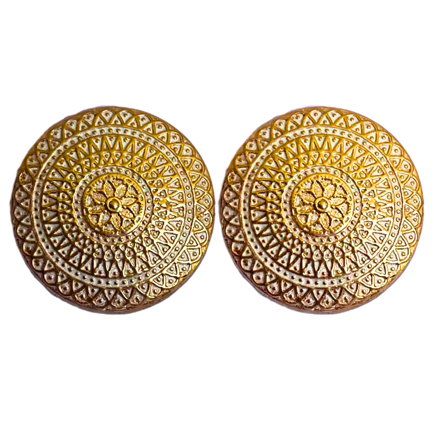 White & Golden Color Elegant Traditional Designer Round 1 Hole Metal Buttons