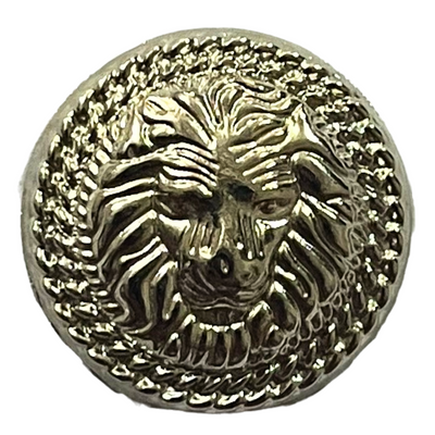 Pure Silver Color Fearless Lion Face Shaped 1 Hole Round Metal Buttons