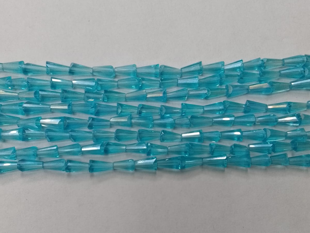 Sky Blue Conical Crystal Glass Beads (Wholesale)