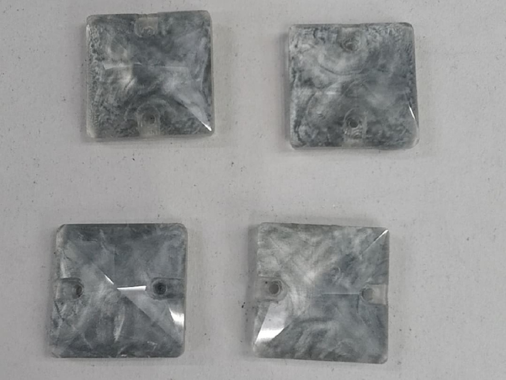 Light Grey Square 2 Hole Glass Stones