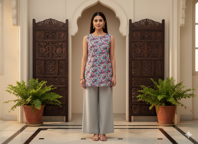 Burgundy Floral Digitally Printed Butter Crepe Fabric