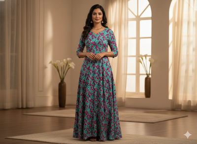 Burgundy Floral Digitally Printed Butter Crepe Fabric