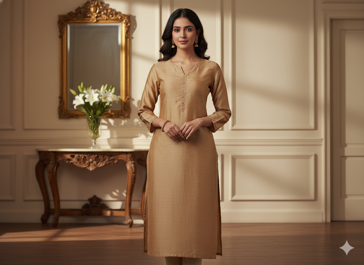 सुनहरा भूरा सादा शुद्ध विस्कोस गाजी रेशम कपड़ा