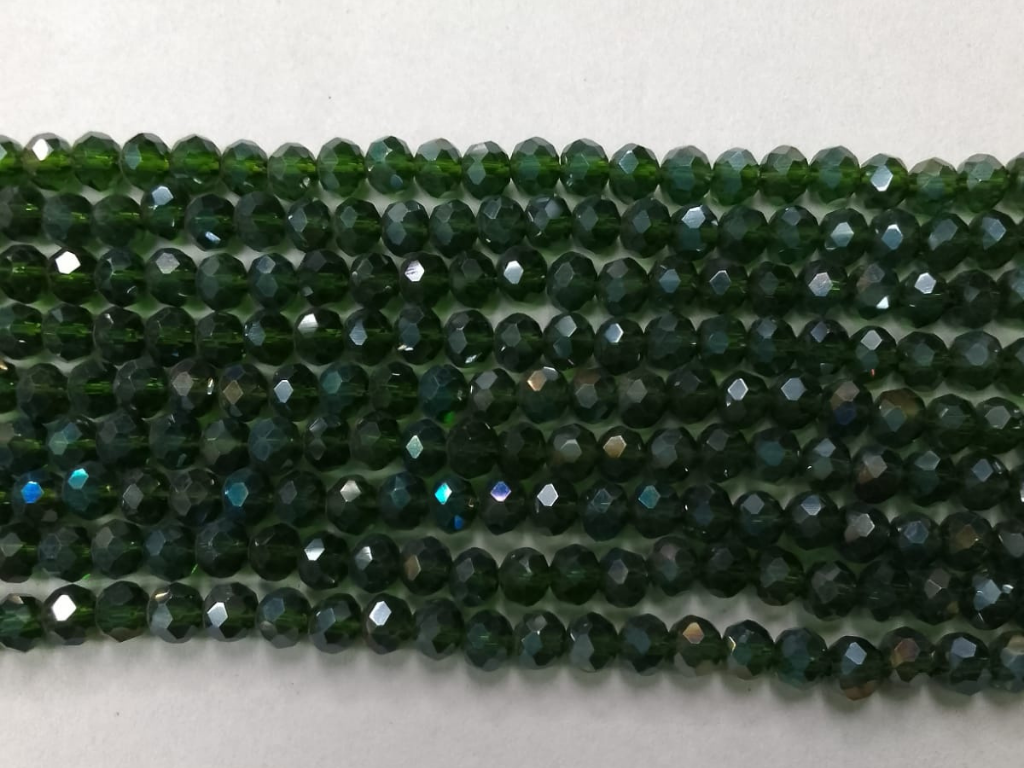 Dark Green Tyre Crystal Glass Beads