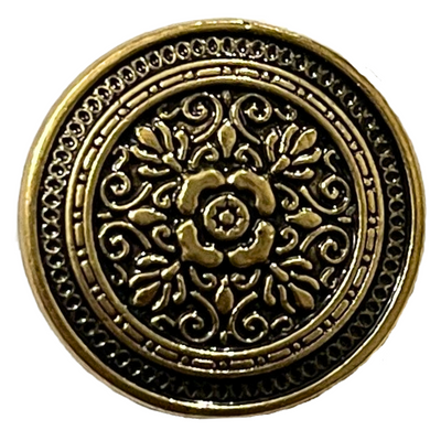 Black & Golden Color Eye Catchy Floral 1 Hole Round Metal Buttons